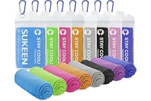 Sukeen Set di 8 asciugamani rinfrescanti per yoga, spiaggia, golf, campeggio (100 x 30 cm)