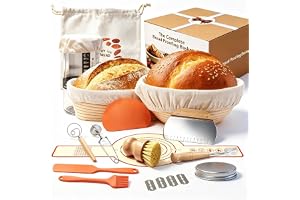 Sauerteig Starter Set med 2 Jäskorgar i Naturlig Rotting, Brödbak Tillbehör