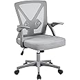 Yaheetech Office Chair Ergonomic Desk Chair Comfy Swivel Computer Chair with Flip-up Armrest Lumbar Support & Adjustable Height Modern Executive Manager Work Chair for Home and Study, Gray