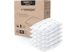 Wessper 5x Wkłady do Pochłaniacza Wilgoci - Granulki Osuszające 250g | Uniwersalne Torebki Uzupełniające Osuszacza, Usuwa Wilgoć | Pochłaniacz Wilgoci Przeciwko Pleśni, Grzybom, Nieprzyjemnym Zapachom