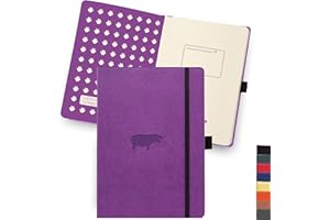 DINGBATS* NOTEBOOKS Dingbats* Wildlife Dotted Journal A5 - Vegan Leather Hardcover, Ideal for Work, Travel - Pocket, Elastic Closure, Bookmark