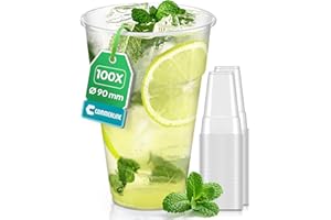 GENERIC Commerline 100 Stück Plastikbecher 0,4L Trinkbecher, Plastik Transparent Becher, Partybecher, Kunststoffbecher, Wasserbecher Ausschankbecher