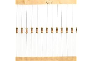 HUABAN 200 Piezas 0.25 Watts 1/4W 5K1 Ohm 5% Resistencia de película de carbono