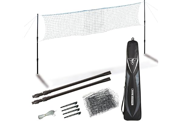 Talbot Torro Filet de Badminton Télescopique, Réglable en Hauteur: 1,25-1,55 m, Largeur 6,10 m, dans Un Sac, 449599, Noir