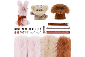 GUWINA 23Pcs Jumbo Pipe Cleaner Animal Craft Kit, 39.37'' Long 0.8'' Thick Faux Bunny Fur Fluffy Chenille Stems with Craft Accessories, DIY Fuzzy Sticks Supplies Kit for Making Rabbit & Dogs