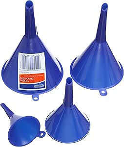 Draper 43853 Plastic Funnel Set, 50mm/75mm/100mm/115mm Ø, Blue, 4 Pcs, Pack of 5