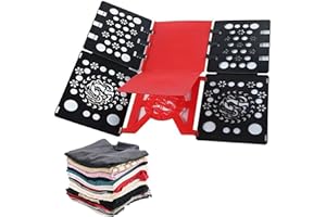 SUQ T Shirt Faltbrett, Sondermuster, Faltbrett Für Kleidung Hemd für Erwachsene, T Shirt Faltbrett Kinder und Erwachsen, Zusammenleghilfe, Faltbrett Wäschefalter Wäsche (Schwarz und Rot)