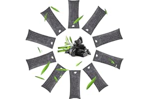 WDEC 10 Packs Natural Air Freshener Purifying Bags, 85g Mini Bamboo Charcoal Bags, Shoe Deodorizer and Odor Eliminator, Activated Charcoal Odor Eliminators Suitable for Car Bathroom Kitchen Pet Closet