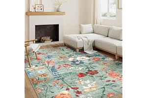 HUGEAR Verde Tappeto Salotto 160x230cm Camera Da Pranzo Antiscivolo Tappeti Lavabile In Lavatrice Carpet Moderno Motivo Floreale Esterno Pelo Corto Misure Grandi Cameretta Sala Rug