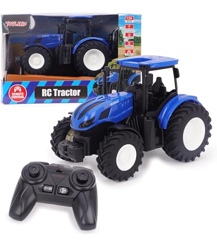 Tracteur RC Toyland 1/24 – Chargeur Frontal, Remorque Motorisée, 12 Accessoires – USB Rechargeable
