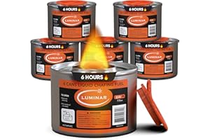 Luminar Resealable-Wick Chafing Fuel Cans, 6 Pack, 6 Hour - Premium Quality Burners for Food Warmers - No More Spills, Waste, or Hassle - Perfect for Convenient, and Long-Lasting Event Catering