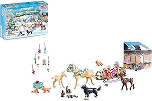 PLAYMOBIL Adventskalender Pferde 71345 Weihnachtliche Schlittenfahrt, Horses of Waterfall Adventskalender, Adventszeit voller