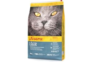 JOSERA Léger (1 x 10 kg) | Adult | Premium Trockenfutter für ausgewachsene sterilisierte oder übergewichtige Katzen | Geflügel | wenig Fett & viel Protein | weizenfrei | Katzenfutter | 1er Pack