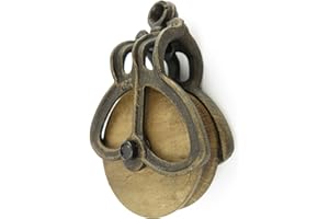 CLEVER-DEKO Polea de polea de estilo antiguo con rodillo de madera de hierro fundido, estilo modernista, decoración de jardín para interiores y exteriores