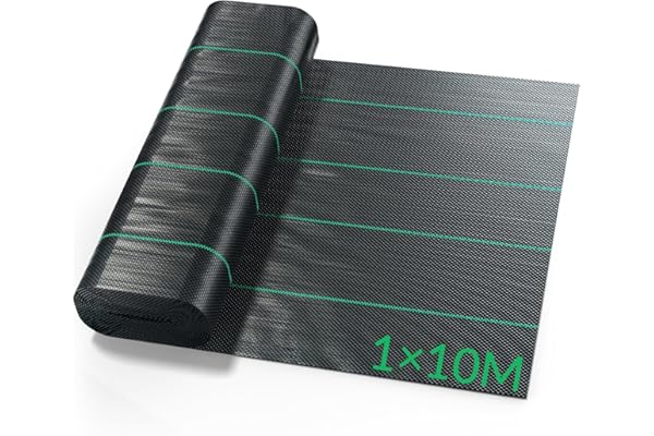 Velway Toile de Paillage 1x10M - Geotextile de Paillage Contre Les Mauvais Herbes en 100g/m² Fibres de Polypropylène Tissées Perméable à l'eau, Résiste Rayons UV, Anti Repousse