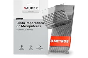 GAUDER Cinta de Reparación de Mosquitera - Kit Reparación Insectos en Fibra de Vidrio Autoadhesiva - Parche para Ventana, Puerta, Porche (3 m x 50 mm - negro)