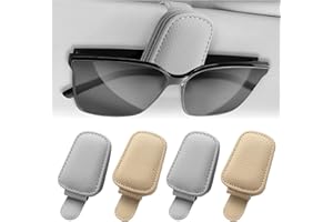 AIOUHMYM 4 Pcs Porte Lunettes Magnétique pour Voiture, Supports Lunettes de Soleil pour Voitures, Clip de Support deLunettes de Soleil en Cuir Universel Magnétique, Porte-Lunette Voiture de Visière
