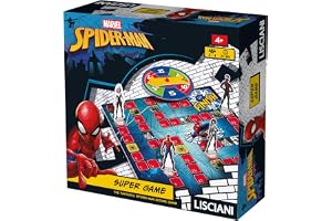 Lisciani - Marvel Spider-Man - Gåsspelet Super Game Brädspel - Från 4 År | Sällskapsspel för Hela Familjen - Specialrutor, Snurra och 4 Pjäser - Lär Sig Räkna Genom Leken - För 2 till 4 Spelare
