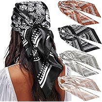 2 Bandane Donna In Seta Sintetica - Foulard 90x90 Cm, Per Capelli E Collo