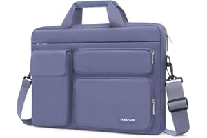 MOSISO Torba na ramię na laptopa z 2 podniesionymi i 1 klapą i 1 poziomą kieszenią, uchwytem i paskiem