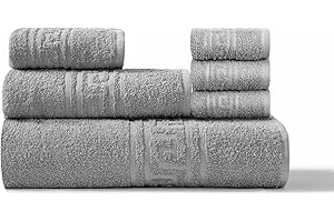 NICE HOMEIT runico Juego de toallas de 6 piezas 100% algodón, suaves y altamente absorbentes – Juego de toallas para baño, cara y bidé de varios tamaños – Fabricado en Italia – Gris
