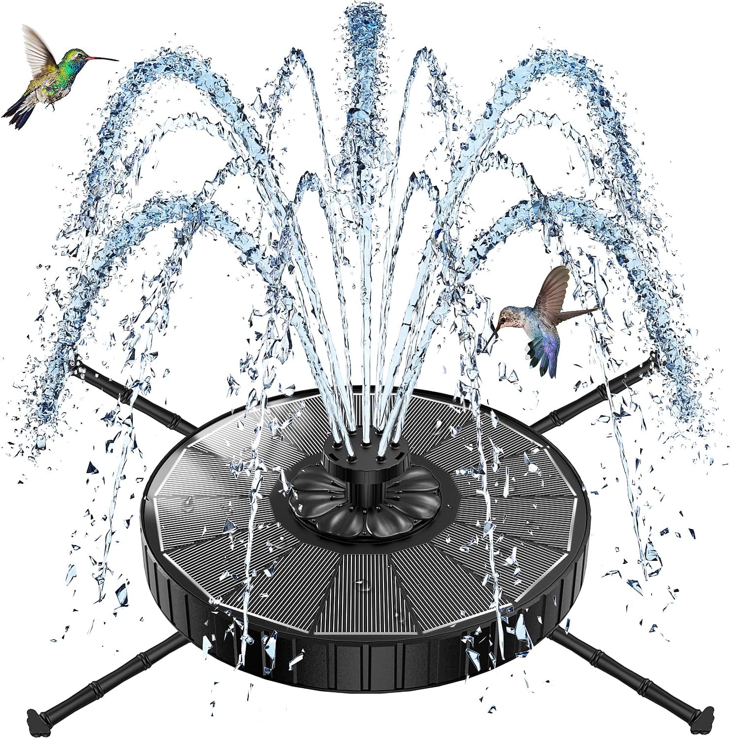SZMP Solar Fountain with 3 Spray Height, 3.5W Glass Solar Bird Bath Fountain with 4 Adjustable Rotating Rods, and 8 Nozzles, Outdoor Solar Water Fountain Pump for Bird Bath, Garden, Pool, Pond