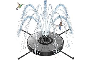 SZMP Solfontän med 3 spruthöjder, 3,5 W glassolcellsfågelbadfontän med 4 justerbara roterande stavar och 8 munstycken, utomhus solvattenfontänpump för fågelbad, trädgård, pool, damm