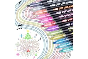 AKARUED 12 Farben Magische Stifte Glitzerstifte, Glossy Pen für Weihnachten Deko Outline Stifte Metallic Zauberstifte für Scrapbooking Basteln Mädchen Grußkartenherstellung Mädchen Geschenke