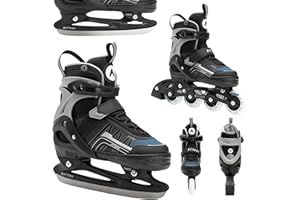 ATTABO Bladeroll 2-in-1 Kinderschlittschuhe & Inline Skates – Verstellbar, mit Wechselkufe, ABEC-7-Lager, Aluminiumrahmen & TPR-Bremse, Komfort & Sicherheit für Kinder