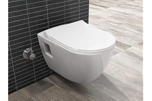 Aqua Bagno | Taharet Toilette mit Dusch-WC, Toilette mit Bidet-Funktion/Duschfunktion, Hänge-WC LEIA | 49,8 cm lang