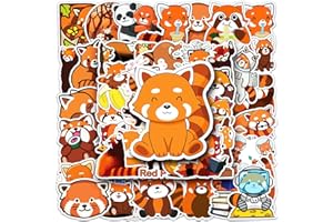 AUCEKO 50 Stück Red Panda Aufkleber Pack Rote Panda Sticker Set Wasserdichte Vinyl Sticker für Laptop Kinder Autos Motorrad Fahrrad Skateboard Gepäck Koffer Computer Aufkleber Graffiti Decal