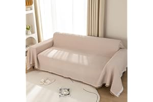 LHGOGO Sofa waflowa, duża, 3-osobowa, tkana narzuta na sofę z frędzlami, dwustronna, wszechstronna, na sofy, duże narzuty, na kanapę, sofę, łóżko i fotel, 180 x 300 cm, khaki