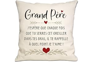BOMMEX Cadeau grand-père J'espère que chaque fois que tu serreras ce coussin, il te rappellera à quel point je t'aime Housse de coussin pour grand-père Anniversaire Fête des pères Cadeau de Noël(grand-père)