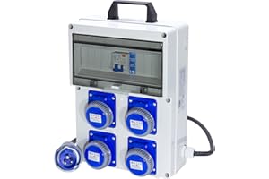 VSDItalia – Quadro Elettrico da Cantiere ASC - con allarme di messa a terra - Distributore con 4 Prese Industriali IP67 da 16A con Differenziale da 16A - Quadro Monofase Con Certificazione Inclusa