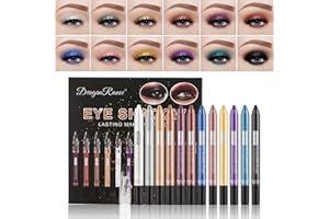 SONGQEE 12 Farben Glitzer Lidschatten Stift Set, Dauerhaft Wasserdicht Lidschatten - Matte Lidschatten Stift Set mit Anspitzer - Metallic Glitter Creme Eyeliner Schimmernder Augen Schminke
