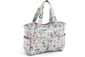 Hobby Gift MRBº Artigianale Esclusiva, Tracolla, Borsa per Maglieria, deposito di Filati, Zaino per la Scuola, 13 x 36 x 31 cm, Cotone PVC, Giardino Primaverile