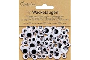 ‎LINDEN BERG Linden Berg Wackelaugen verschiedene Größen schwarz-weiß Basteln Wackelaugen klein Wackelaugen groß Kulleraugen 100 Stück