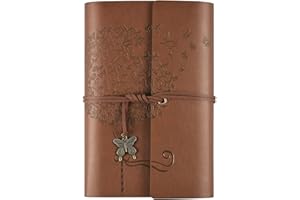 OMEYA Agenda in pelle, Agenda ricaricabile per donna Ragazza, diario a righe retro viaggiatore regalo A6 13 x 18,5 cm (marrone)