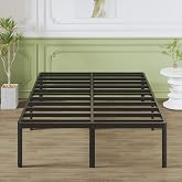 Lutown-Teen Metal Bed 150 x 190 cm with Round Legs, 46 cm Height, Bed Frame with Metal Slats, Black
