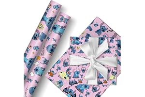 Bonamana 2 rollos de papel de regalo de 43 cm x 3 m, papel de regalo duradero, paquete para cumpleaños infantiles, fiestas, decoración festiva (rosa)