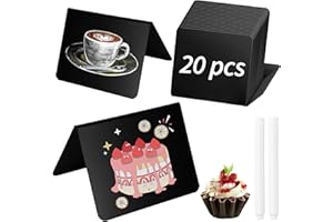 GIBOHOM 20 Stück Kreidetafel Klein, Mini Tafeln zum Beschriften 100x75mm, Tischkarten für Aufsteller für Buffet Schilder Hochzeit Party Tischkarten (Schwarz)