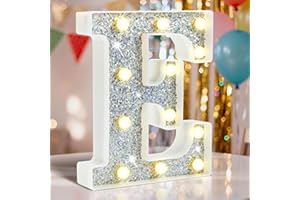 HEYCOLOR Warmtonige LED-Dekobuchstaben Silber beleuchtete Buchstaben eignen sich perfekt für die Beleuchtung Ihrer Partys, Geburtstage, Hochzeiten, Jubiläen und Schlafzimmer. Buchstabe E
