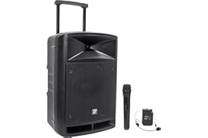 BOOMTONEDJ BoomTone DJ TRAVELSOUND12-VHF Système de Sonorisation Portable Noir 600W avec Bluetooth. Lecteur USB, SD et Micro Main et Serre-tête VHF Inclus. Idéal pour DJ, Karaoké, Spectacles de Rue et Fête
