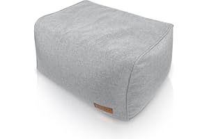 Aiire Pouf Poggiapiedi Divano Moderno - Sgabello Basso di Tessuto Rettangolare Imbottito per la Camera da Letto - Puff o Puffo Poggia Piedi Ergonomico Grigio Chiaro