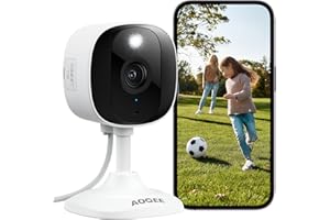 AOQEE Outdoor Security Camera - 2K CCTV Camera Systems IP65 Waterproof, Home/House WiFi Indoor for Pet Dog Baby, Human Detection, 24/7 Storage Colour Night Vision Smart Siren Work with Alexa C1