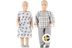 Lundby Zestaw lalek do domku dla lalek, Jamie dziadków, lalki dla chłopców i dziewczynek, małe figurki dla rodziny lalek, wysokiej jakości akcesoria do domku dla lalek, 2 x lalka od 3 lat