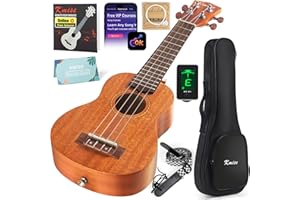 Kmise Professionelle Ukulele für erwachsene Anfänger, 21-Zoll Sopran Mahagoni Ukelele mit Kindern Ukele Bundle Starter Kit Gig Bag Fall, Riemen, Tuner, Nylon Strings, Buch, Uke Geschenk Wahl