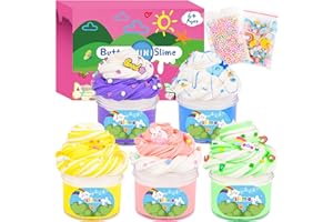 ROWECVCE 5 Pack Fluffy Butter Slime Kit, Dual Colors Slime Set with Cute Slime Charms, Soft & No-Sticky, Scented Putty Slime for Party Favors, Birthday Gift, Stress Relief Toys for Girls Boys