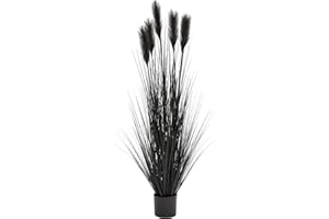 JonesHouseDeco 150cm Negro Planta de Simulación de Plumas, Flores Grass Hierba de Artificial Pampas Secas Decoracion, Esponjosas Ramas Decorativas para Boho, Dormitorio Boda Cualquier Ocasión Decor