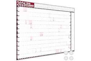 GIFTINGHOUSE 2026 Wall Planner A1 Laminated - Full Year Wall Planner 2026 UK - Wall Calendar 2026 with mount stickers for academic, office, home and school by (59.4 x 84.1 cm) - A1 size.